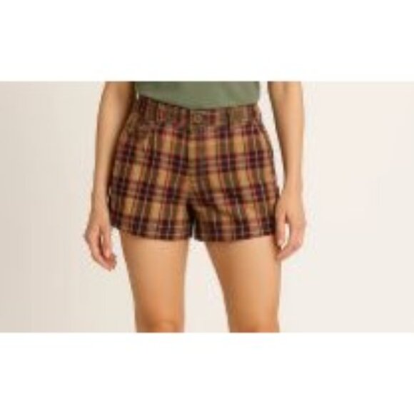 American Eagle Size 14  Plaid Print Cotton Summer Shorts Button Accents Pockets - Picture 5 of 12